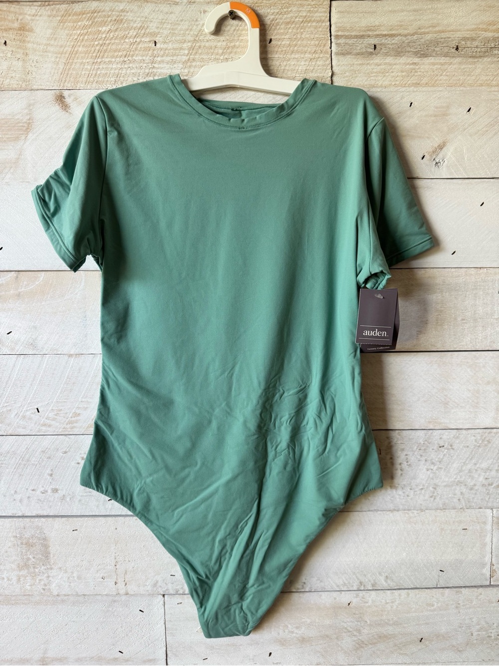 Auden Green Short Sleeve Stretch Bodysuit